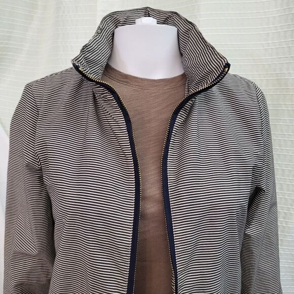 TOMMY HILFIGER Lightweight WindBreaker Brown/Cream Pinstripe Jacket Women's S - Picture 12 of 12